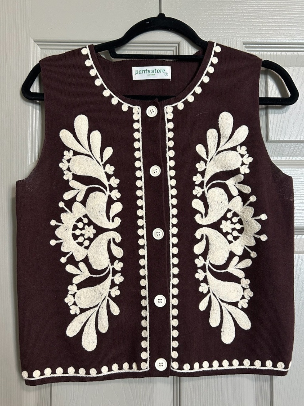 Brown & Cream Knitted Western Sweater Vest